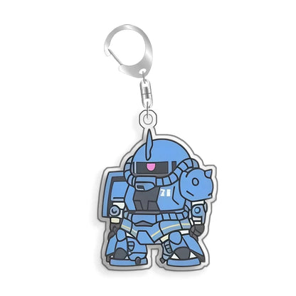 Keychain for Gundam MS-06S Zaku Ll White Cabin Backpack Pendant Anime Game Fans Gift Recycled Acrylic Decoration Rare Card Toy