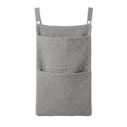 Pure Cotton Baby Crib Hanging Bag Large Capacity Solid Color Stroller Storage Bag Multifunctional 2 Pockets Diapers Organizer