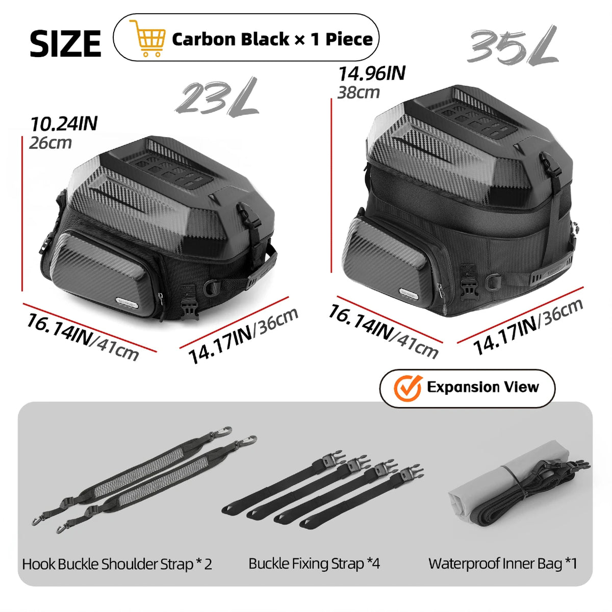 Rhinowalk Motorcycle Helmet Tail Bag 23L-35L Expandable Waterproof Rear Seat Bag Backpack for Street Sport ADV Bikes Storage New