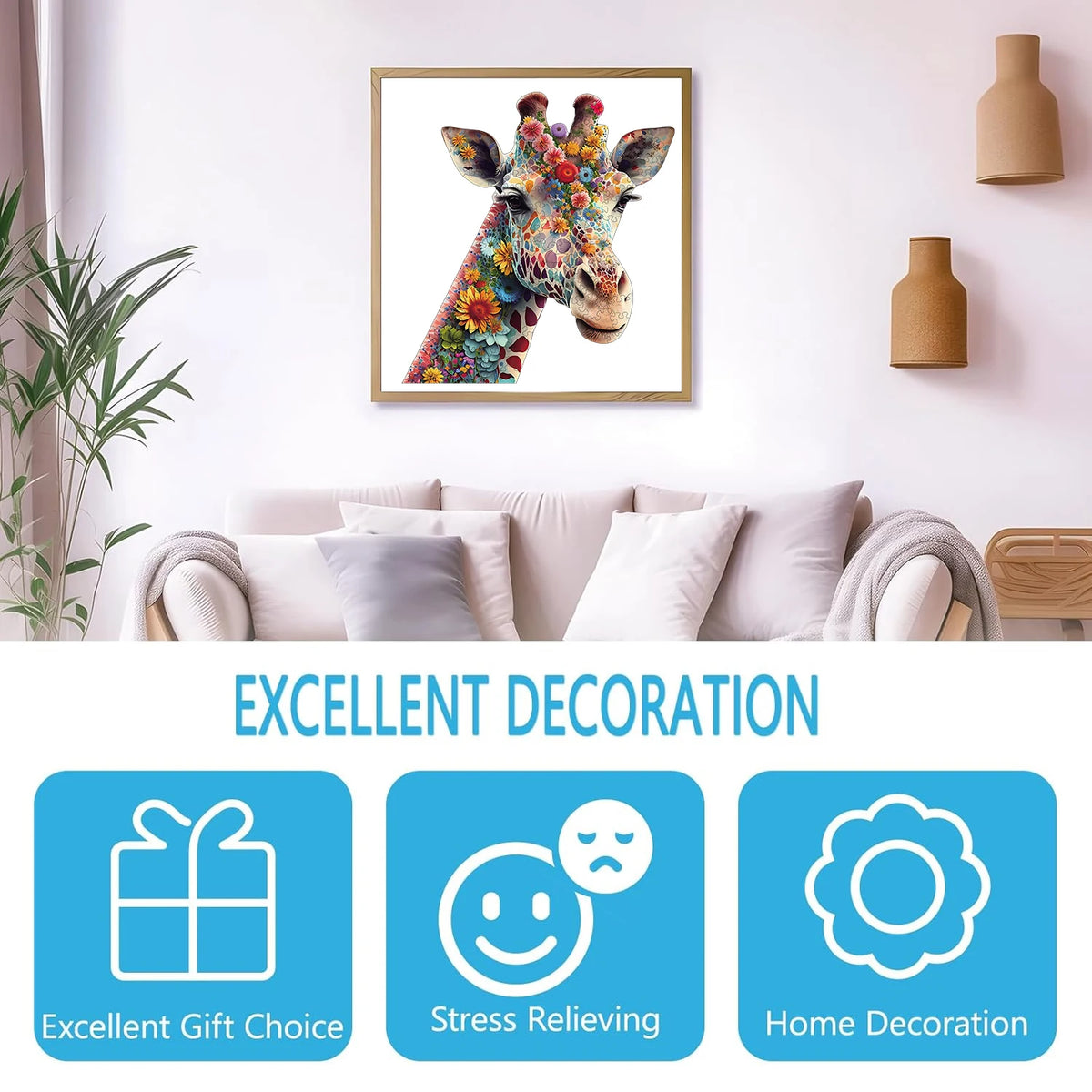 Flower Giraffe Wooden Puzzle, High-difficulty Magic Puzzle Intellectual Toy, Birthday Holiday Gift, Family Game Home Decor