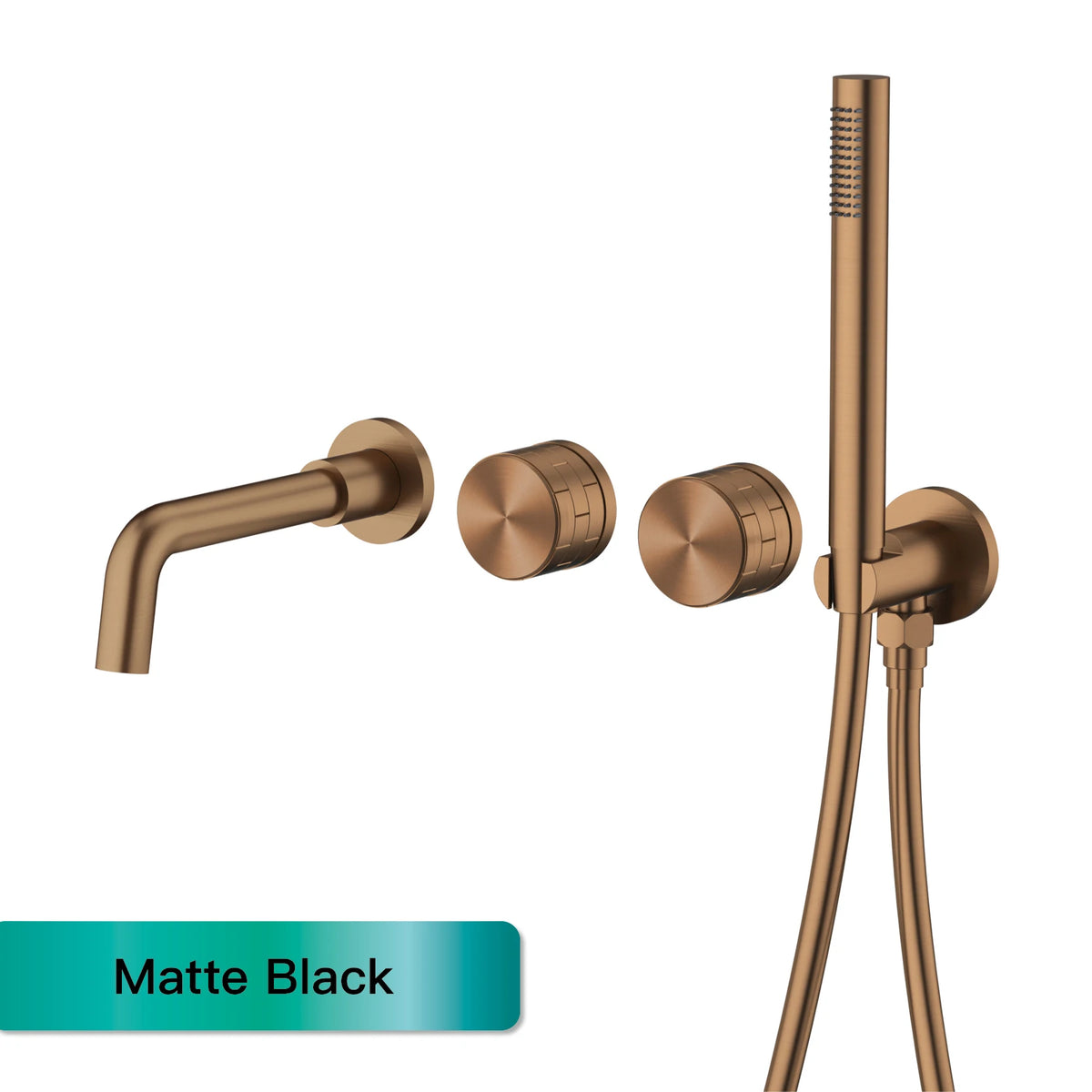 AITANA Luxury Bathroom Wall Mounted Bathtub Faucet Gunmetal Gray Brass Dual Handle Cold Hot Water Mixer 2 Function Embedded