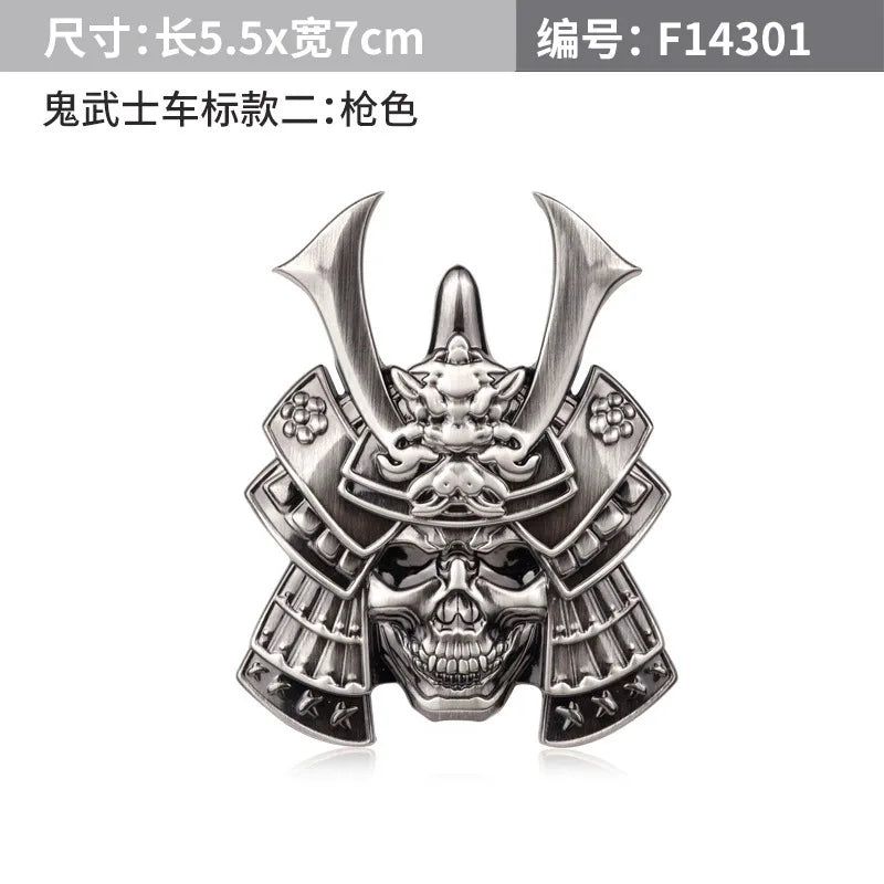 Japanese Samurai Hannya Metal Car Stickers Emblem Hot Badge Skull Style Pranjna Gunmetal Trunk Auto Motorcycle Accessories