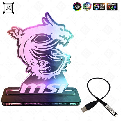 MSI Gaming Figure A-RGB Rainbow LED Acrylic Lighting Panel 5V3Pin Mystic Lighting PC Water Cooling MOD Belief Dragon Decoration
