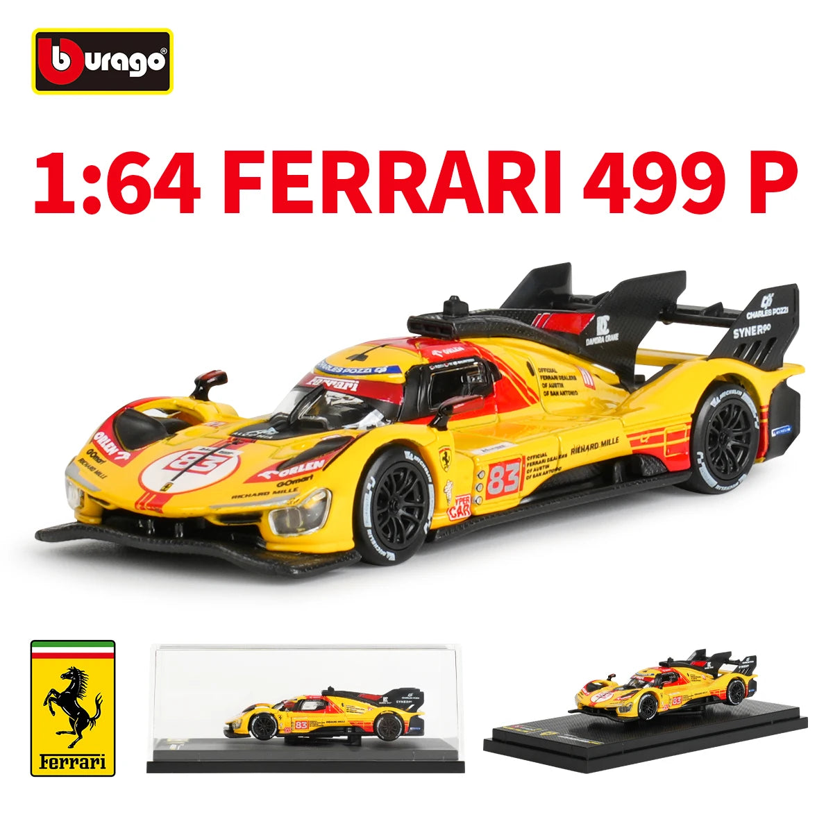 Bburago 1:64 Ferrari 499P 83 51  LMH (2023 24H LE MANS CHAMPION) Racing Die Cast Vehicles Model Formula Racing Car Toys