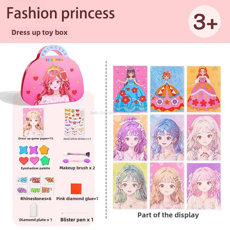 Kawaii Coloring DIY Princess Makeup Set  Arts and Crafts Kids Girls Children Toy Book Lover Gifts Art Supplies