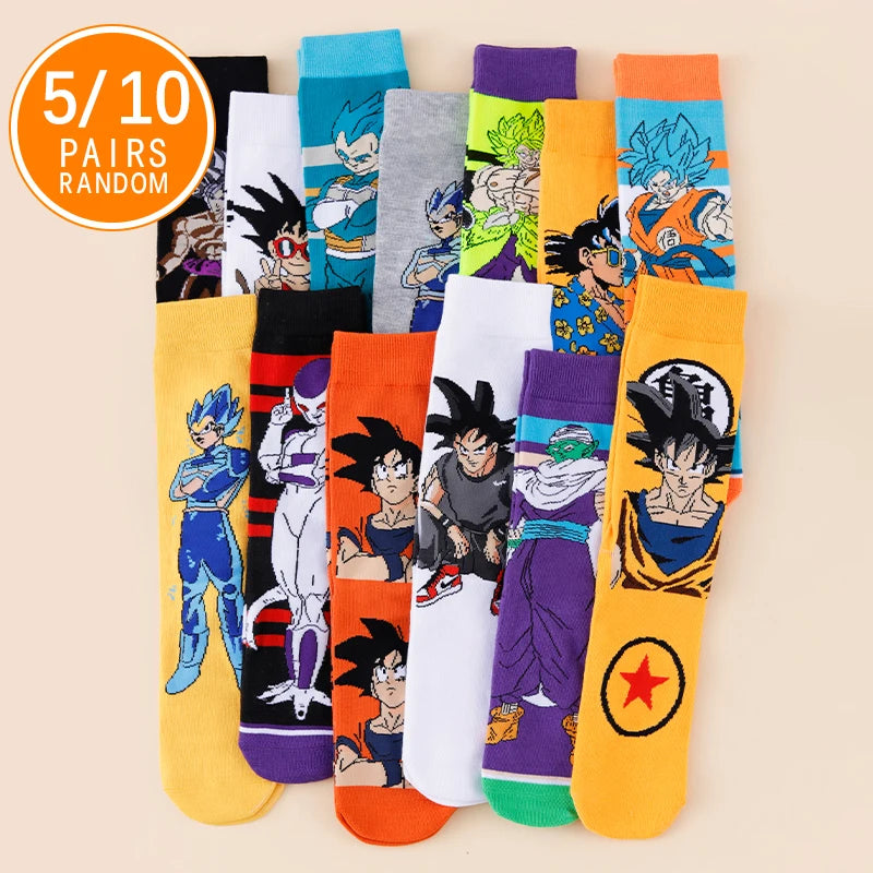 5/10 Double Dragon Ball Neutral Cartoon Anime Socks Hip Hop Street Style Novel and Fun Casual Men's and Women's Round Neck Socks