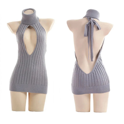 Sexy Lingerie Women's Open Japanese Transparent Breast Uniform Play Sexy Open Chest Backless Free Teasing Sweater Passion Dress