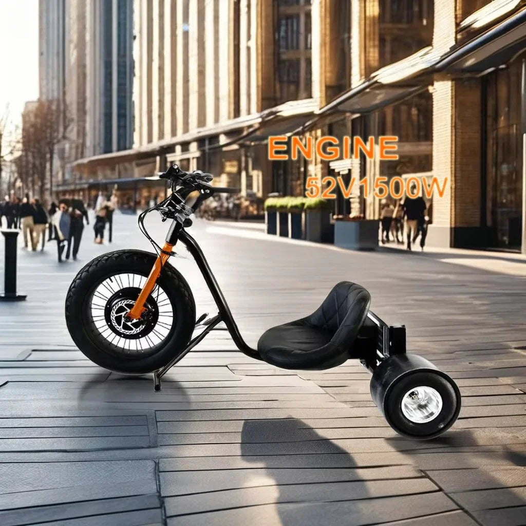 Powerful 48V Electric Drift Trike Front Hub Motor Kids Go Kart Teenagers Adults Lithium Battery Power Supply Disc Brake System
