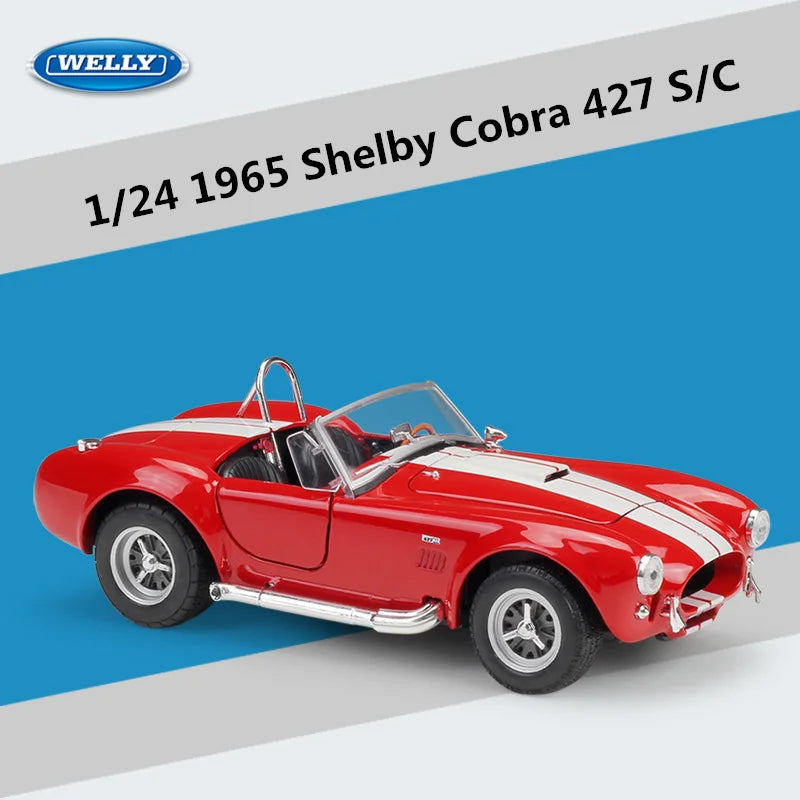 WELLY 1:24 1965 Shelby Cobra 427 S/C Alloy Sports Car Model Diecast Metal Classic Racing Car Vehicles Model Simulation Kids Gift