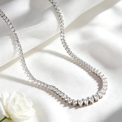 Smyoue 3 Claws Gradient Moissanite Tennis Necklace for Women Sparkling Full Diamond Luxury Jewelry Sterling Silver 925 Chain