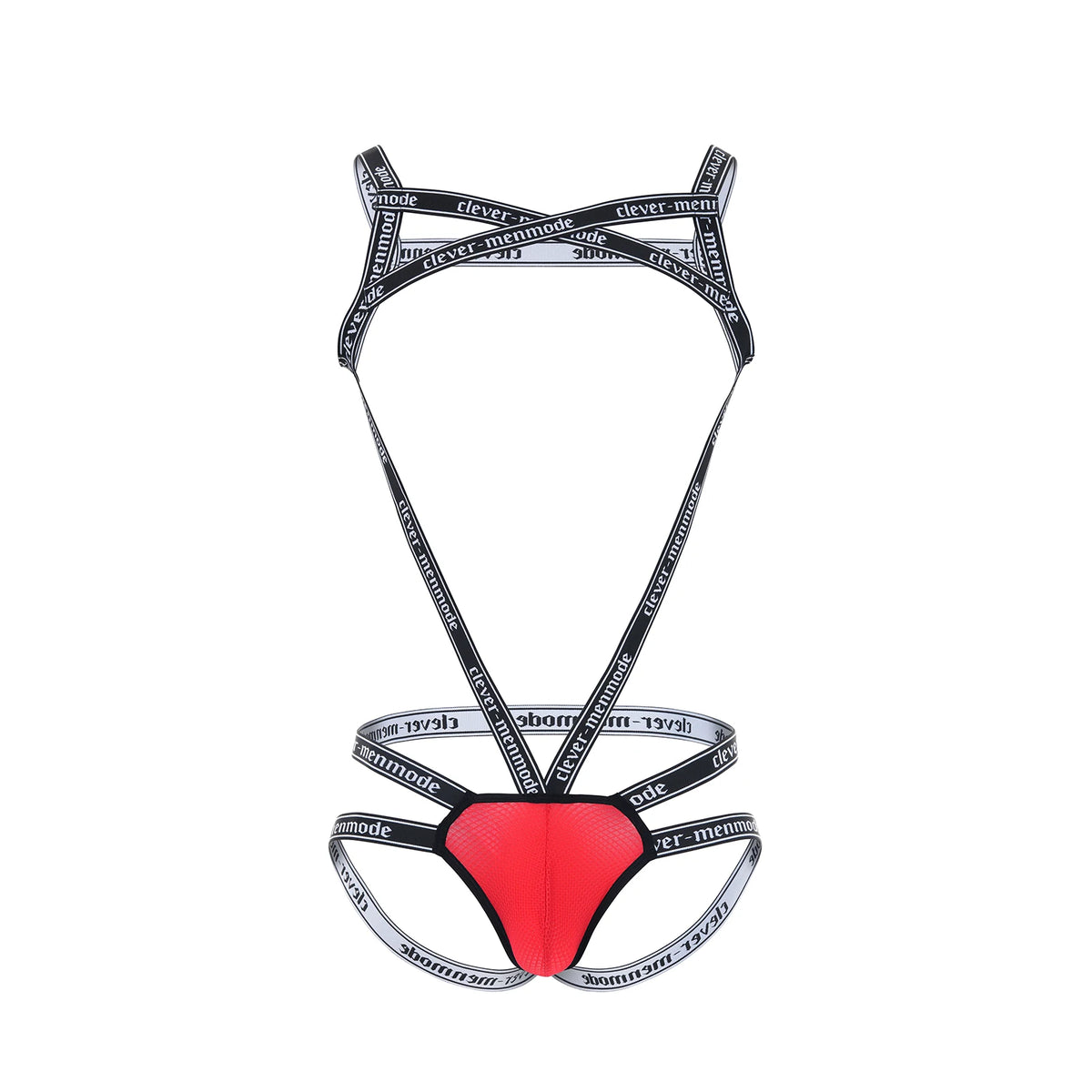 Body Harness Jockstrap Erotic Lingerie Men Sexy Bodysuit Letter Printed Elastic Strap Bondage Costume Hollow Out Mesh U Pouch Ni