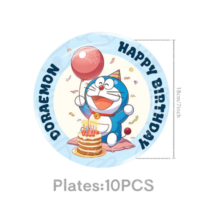 Cartoon Doraemoned Birthday Party Decoration Tableware Cup Plate Tablecloth Napkin Backdrop Cartoon Cat Party Favors Supplies