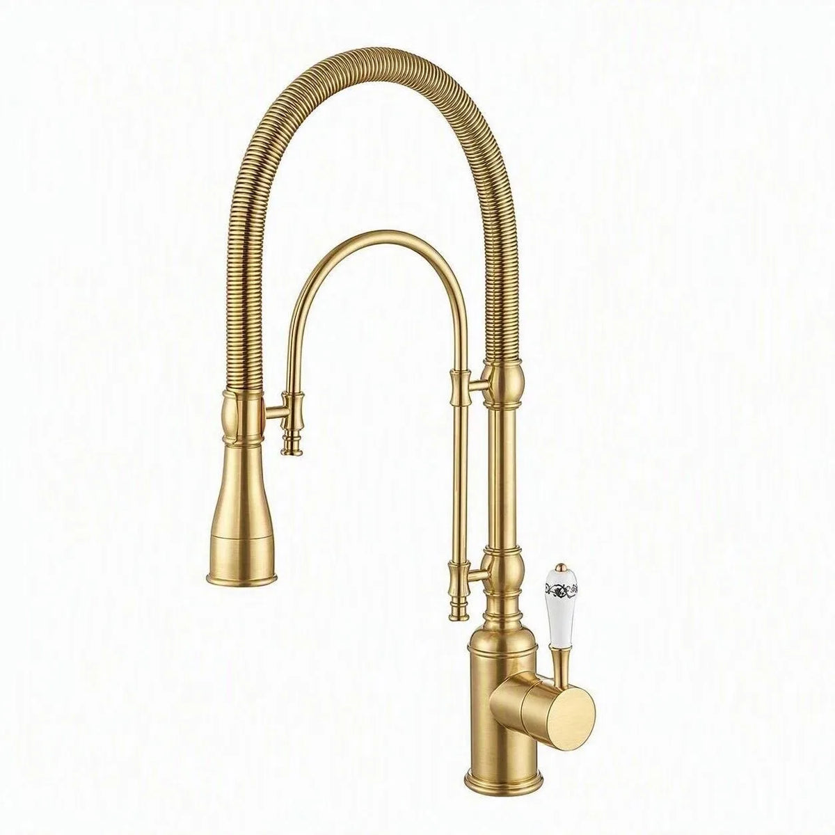 AITANA Luxury Golden Brass Kitchen Faucet with Retro Design, Single Handle Hot and Cold Dual Control 2 Function Sink Mixer