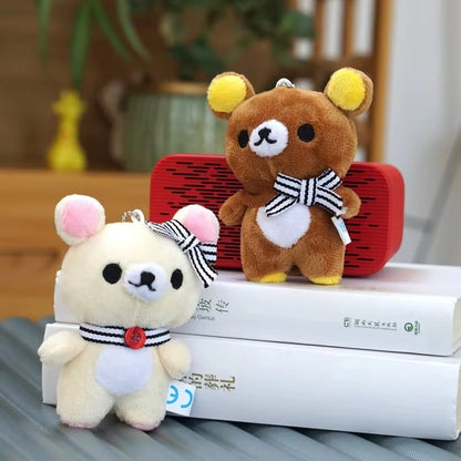 1/2PCS Kawaii Rilakkuma Anime Cartoon Plush Toys Keychain Accessories Soft Stuffed Backpack Key Pendant Girl Boy Birthday Gifts