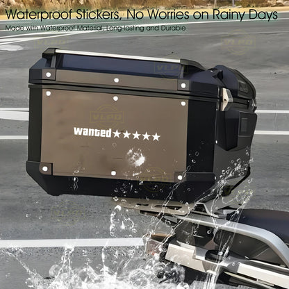 2pcs Motorcycle Glow Stickers Wanted 5 Stars Waterproof Decal for Motorbike Front Fairing Tail Box Side Boxes Decor Accessories