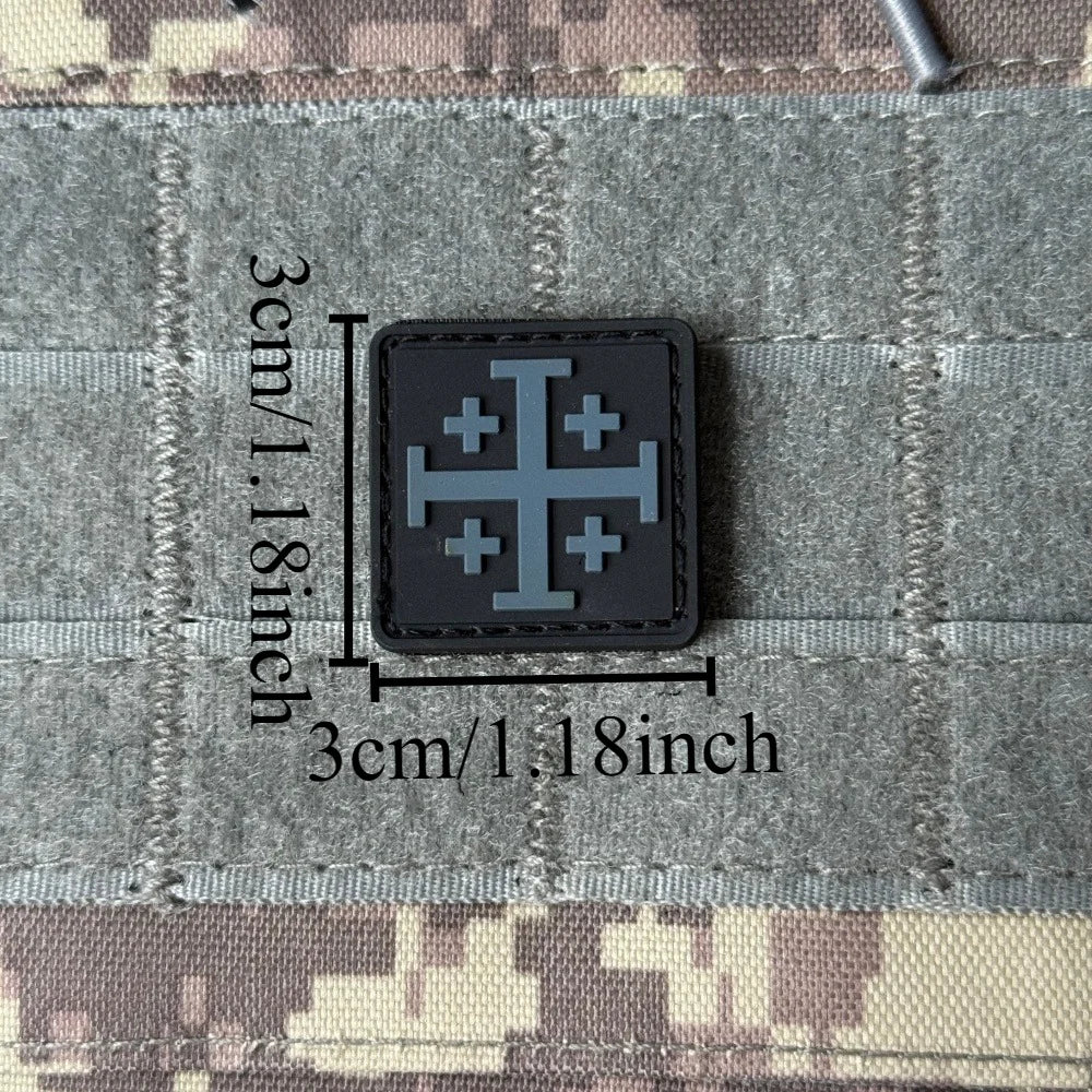 3D PVC Morale Tactical Patch Crusader Knight Templar Badge Hook & Loop Funny Warning Letter Emblem for Clothing Backpack Jacket