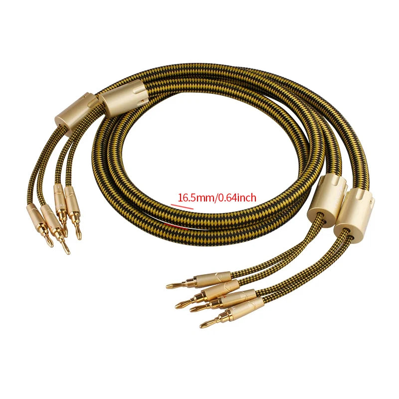 YYTCG One Pair HIFI Silver-plated Speaker Cable High-end 7N OCC Speaker Wire For Hi-fi Systems Banana plug Y Plug Speaker Cable