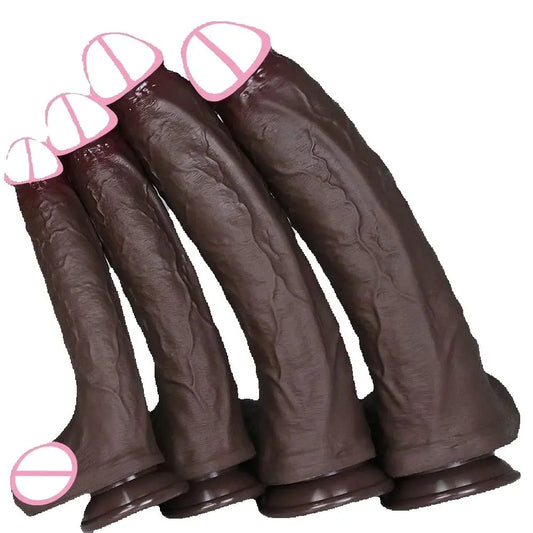 Realistic Soft Big Black Dildo Double Silicone Suction Cup Penis Female Vaginal Masturbation Cock Woman Man Anal Adult Sex Toy