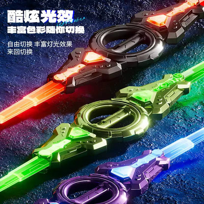 Fire spinning sword, double-edged light sword, children's toy sword, boy's double headed telescopic bearing, rotating knife, lum