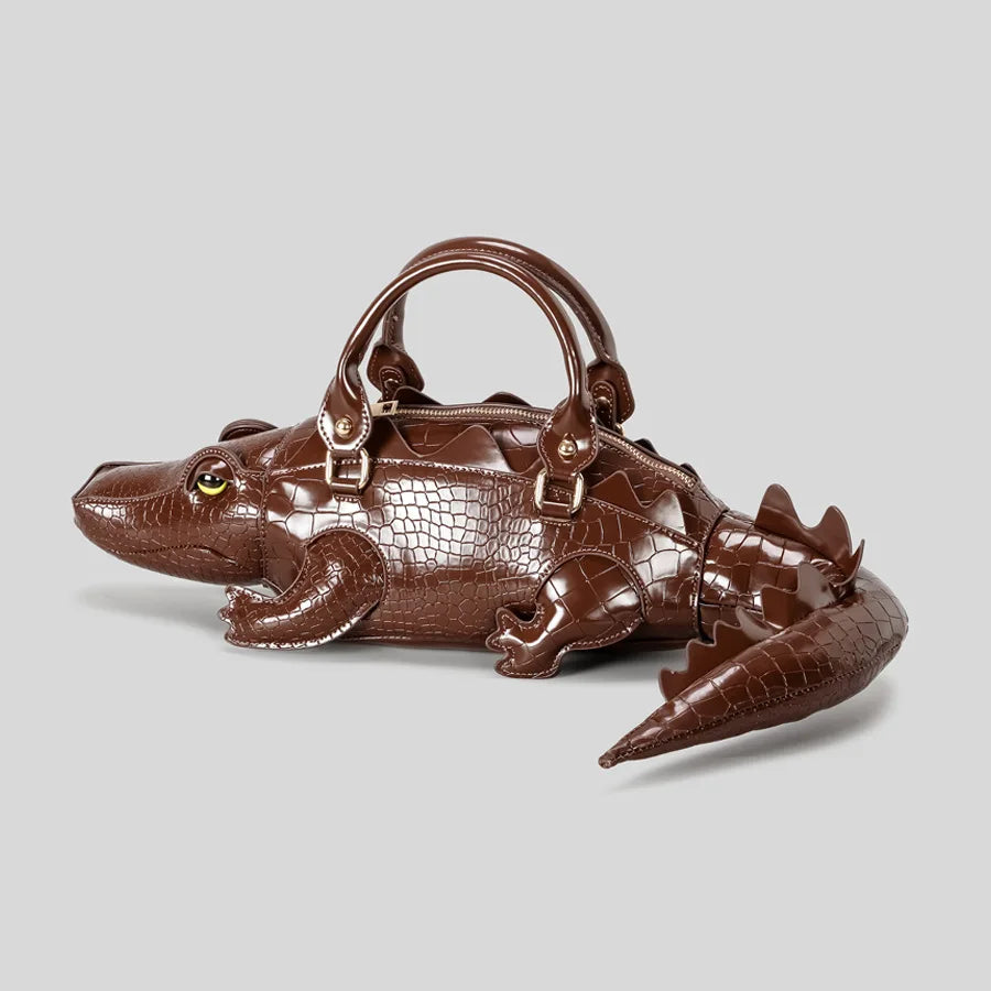 New Trendy Crocodile Shape Handbag for Women, Europe and America Fashion Tote Designer Female Casual Shoulder Crossbody Bag Ins