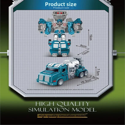 Boy Mecha Model Engineering Mixer Transformed into Robot Children's Deformation Toys Birthday Gift