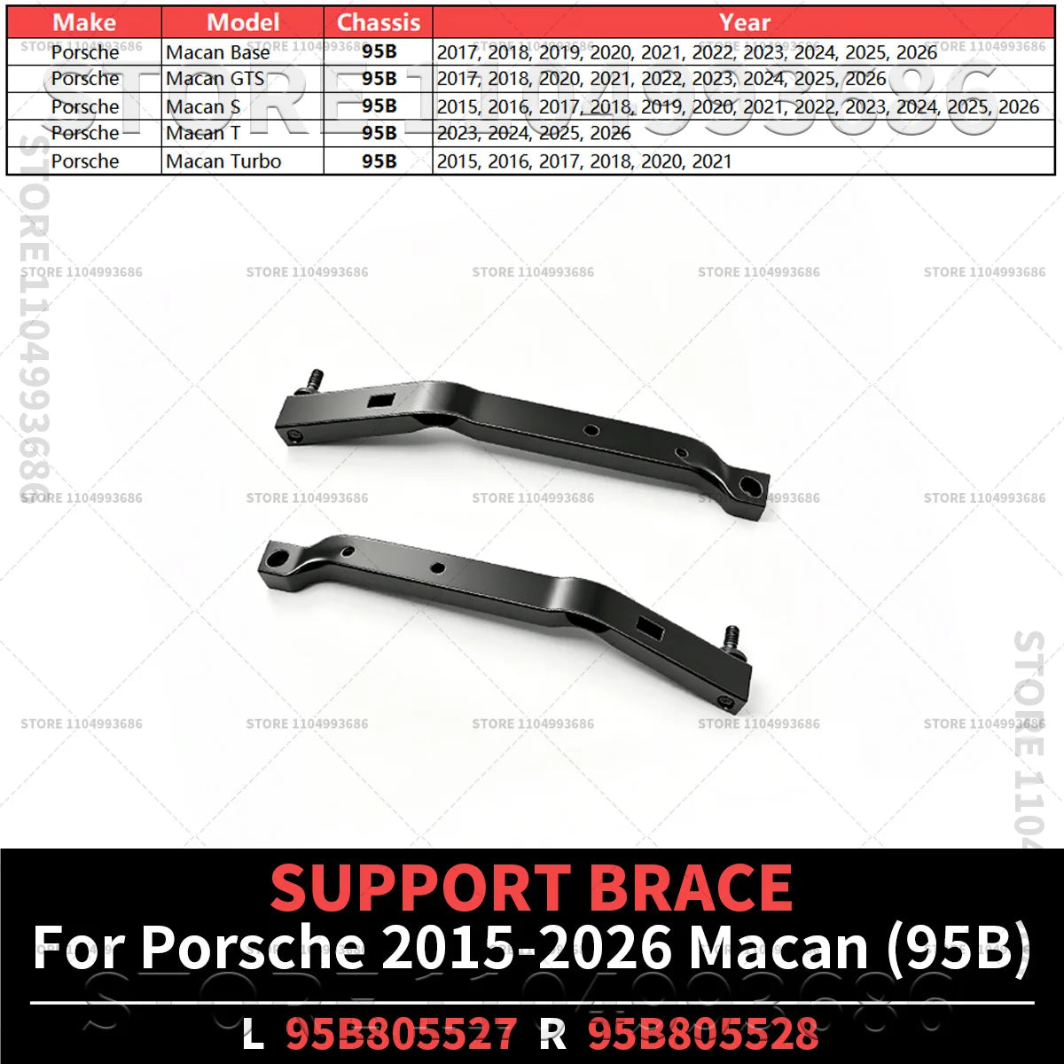 For Porsche 2015-2026 Macan Base GTS S Turbo T (95B) Front Bumper SUPPORT BRACE OEM 95B805527 95B805528