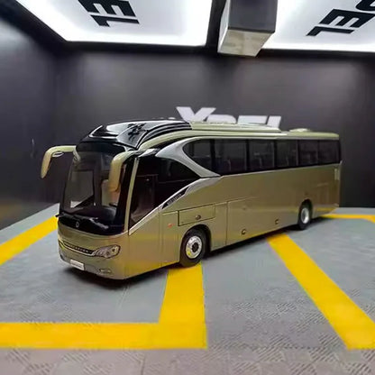 1:42 original factory Xiamen Kinglong passenger bus, Jinlong XML6129 Navigator bus alloy car model, collectible gift, toy