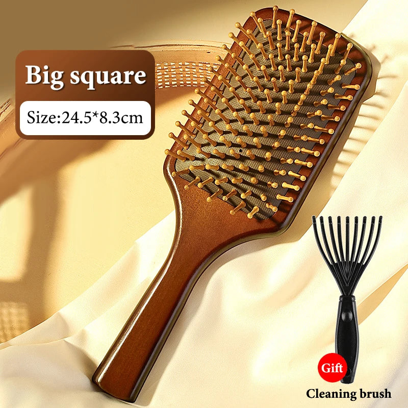 1Pcs Natural Sandalwood Massage Brush Soft Cushion Round Smooth Hair Comb Teeth For Scalp Health