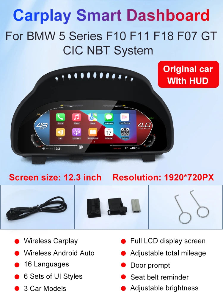 For BMW 5/6/7 series F06 F10 F11 F12 F01 F02 F03 X5 F15 X6 F16 X3 F25 X4 F26 Lcd Digital Dashboard Cluster Support Carplay Auto
