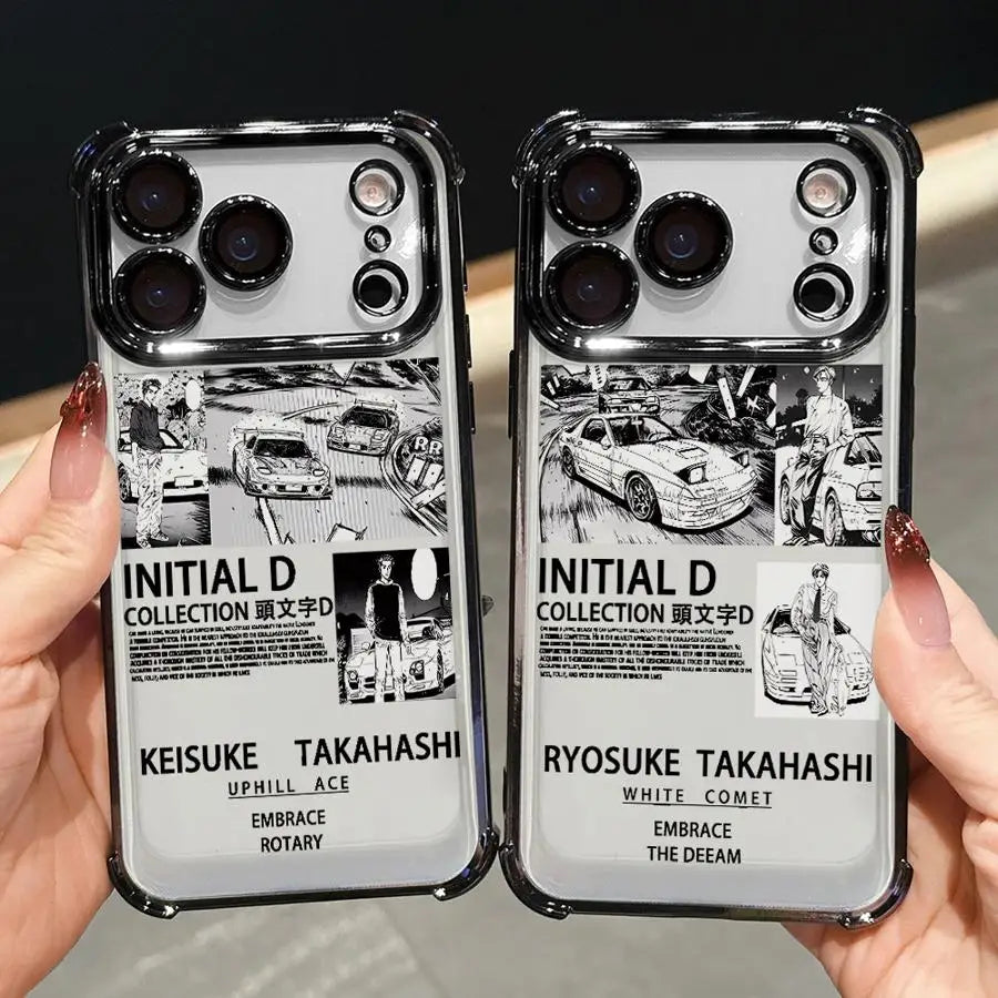 Initial D Car Anime Phone Case for iPhone 16e 17 Air 16 15 14 Plus 13 12 11 Pro Max Clear Cover
