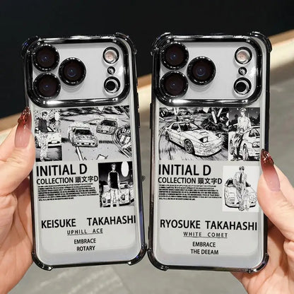 Initial D Car Anime Phone Case for iPhone 16e 17 Air 16 15 14 Plus 13 12 11 Pro Max Clear Cover