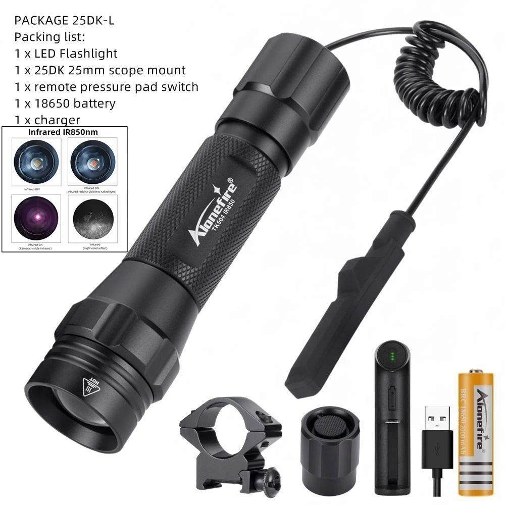 IR850nm&940nm Latest Infrared LED Zoom High Bright Night Vision Infrared Fill Light Tactical Hunting Zoom Flashlight IR Lighting