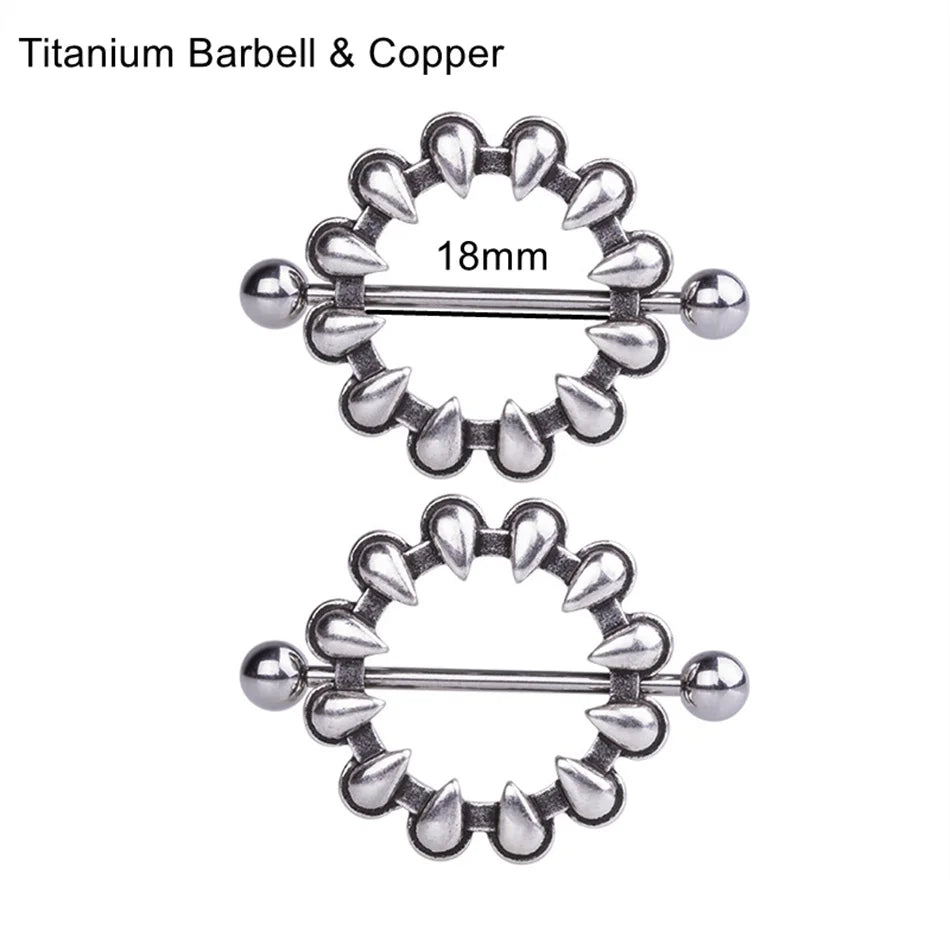 2Pcs 14G 16G Titanium Nipple Barbell For Women Men Gothic Punk Skull Alien Vampire Teeth Nipple Rings Body Meme Piercing Jewelry