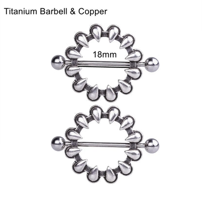 2Pcs 14G 16G Titanium Nipple Barbell For Women Men Gothic Punk Skull Alien Vampire Teeth Nipple Rings Body Meme Piercing Jewelry