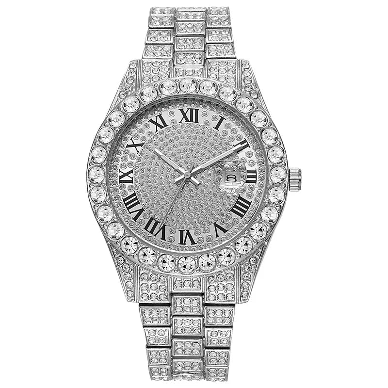 Hot Sale Diamond Watch for Men Luxury Iced Out Watches Calendar Quartz Wristwatches Male Clock Relogio Masculino Drop Shipping
