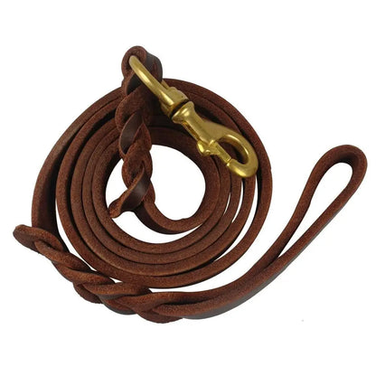 Training Walking With Copper Hook Leather Braided Dog Leash Brown Soft Dog Traction Rope Durable Long German Shepherd