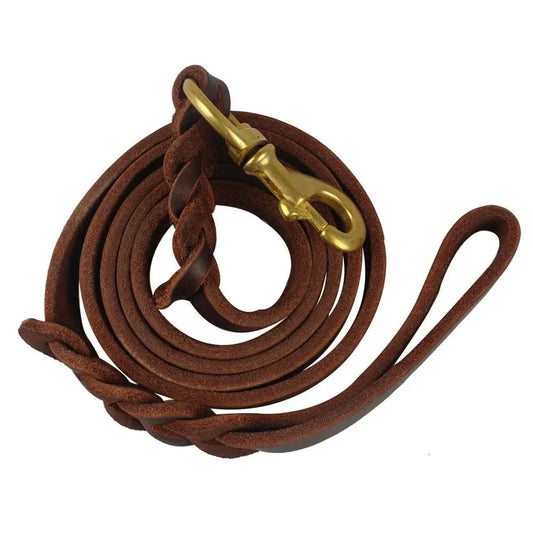Training Walking With Copper Hook Leather Braided Dog Leash Brown Soft Dog Traction Rope Durable Long German Shepherd