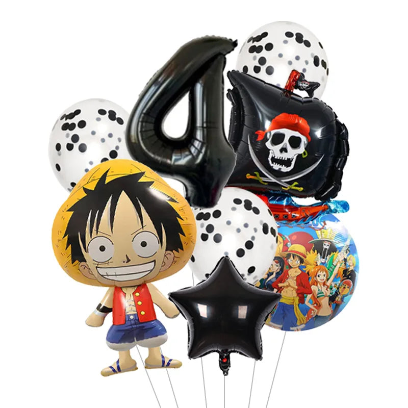 Anime One Piece Aluminum Film Balloons Luffy Shape Foil Balloon Boys Birthday Party Decoration Items