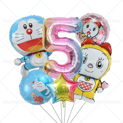 Doraemons Number 1-10 Balloons Girls Boys Birthday Decorations Baby Shower Gender Reveal Balloon Party Supplies Kids Toys Gift