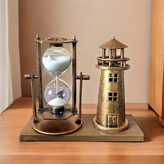 1 Antique Bronze Lighthouse Timer Ornament, Perfect for School Seasons, Vintage Timer Gift, Suitable for Office and Home Décor,