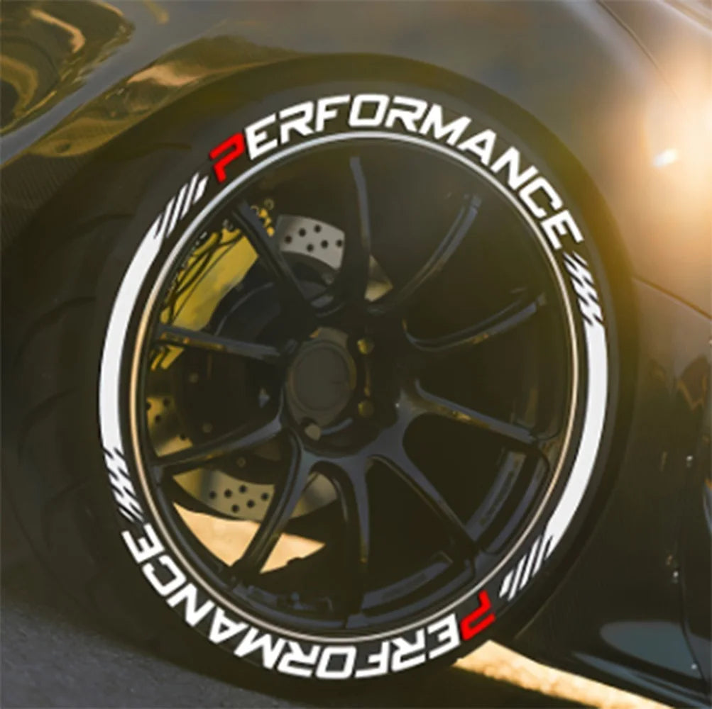 8Pcs/Lot Car Tire Decor Stickers Car Tuning Universal 3D Permanent PVC Joined Stickers Automotive Label Letters for Performance
