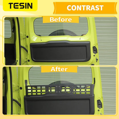 TESIN Trunk Window Tailgate Storage Rack for Suzuki Jimny JB74 2 door 2019 2020 2021 2022 2023 2024 2025 Rear Shelf Accessories