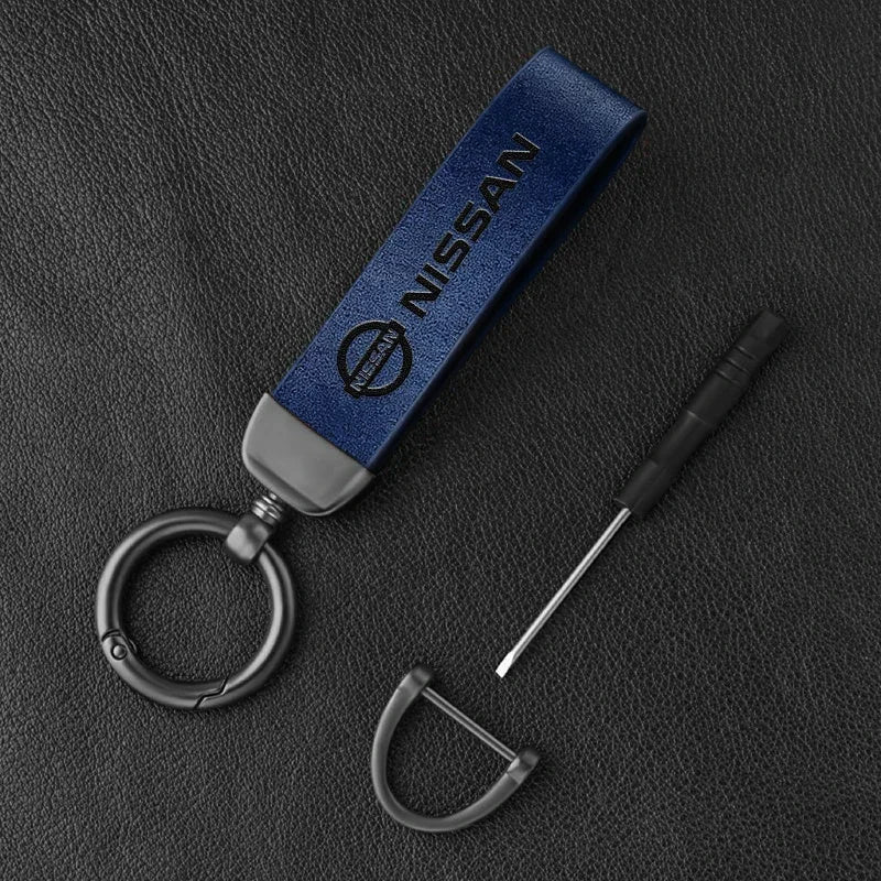 Vintage Leather Car Keychain Key Ring Pendant Fit For Nissan Sylphy N7 Qashqai J10 J11 Note Teana Navara Juke GTR 350Z Patrol Ti