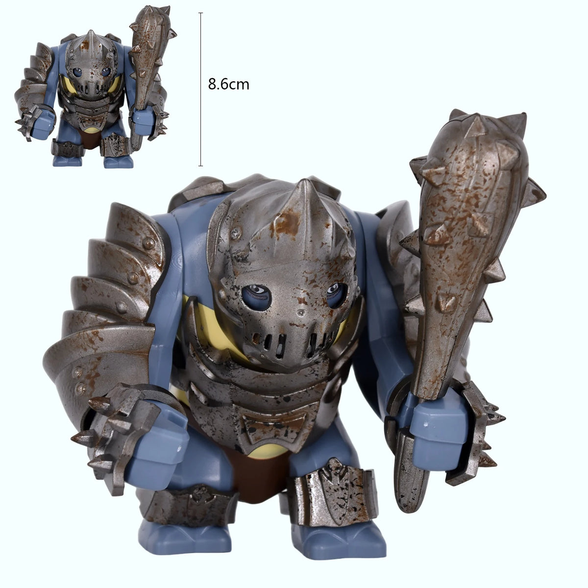 Medieval Cave Troll Building Blocks Weathered Rust Armor Rich Accessories Large Posable Brick Figure Fantasy Collectible Toy