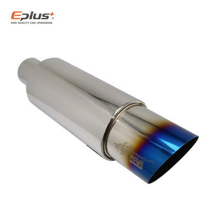 Stainless Steel Car Exhaust Pipe Straight drum Muffler Tail Pipe High Quality Universal O.D 51 57 63mm Outlet 89mm Length 370mm
