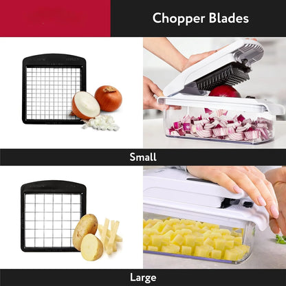 Vegetable Chopper - Food Chopper - Spiral Cutter - Vegetable Chopper with Container - Kitchen Gadgets Home Essential Accessories