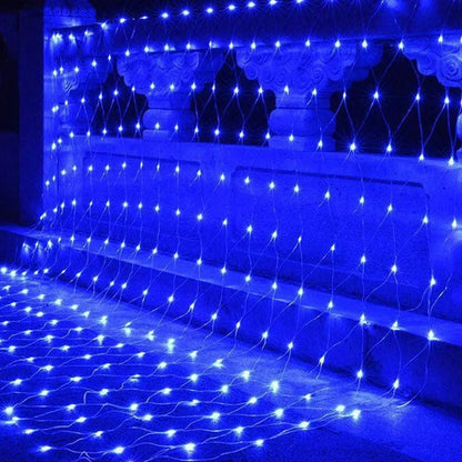 LED Mesh String Lights, 3mX2m String Lights with 8 Modes, European Plug Christmas Outdoor Lights Mesh Fairy Light Garland