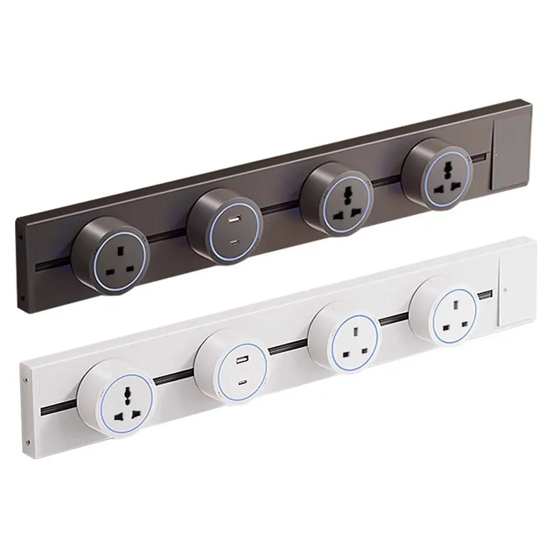Track Socket With Switch High-end Quality Wall Power Outlet EU UK US FR Standard Universal Home Kitchen Bathroom Office Sockets