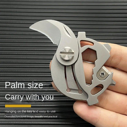 Portable Multifunctional Folding Knife, Stainless Steel Keychain Tool with Screwdriver & Rope Cutter Keychain for EDC