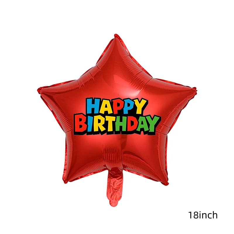 Red Blue Green Yellow Mushroom Star Balloons for Cartoon Video Game Super Bros Balloon Birthday Inspired Party Decoration